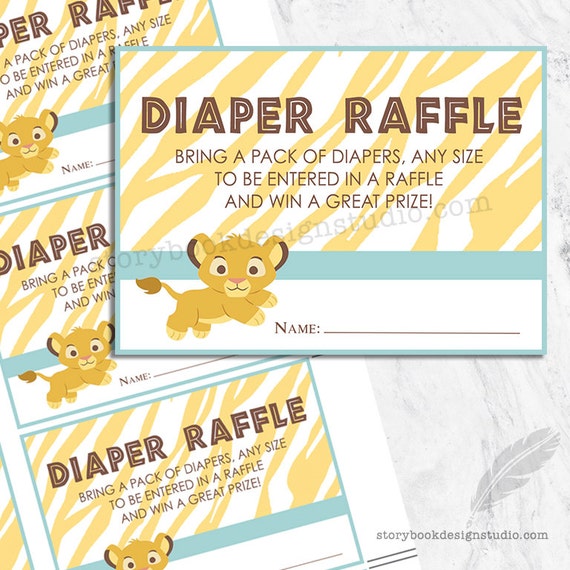 lion diaper raffle tickets safari jungle animals baby