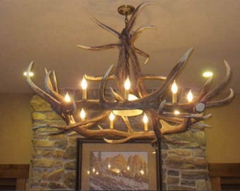 Antler Chandelier Faux Elk Chandelier Rustic Antler Lighting Rustic Light Pendant Light Ceiling Lights Ghost Bull