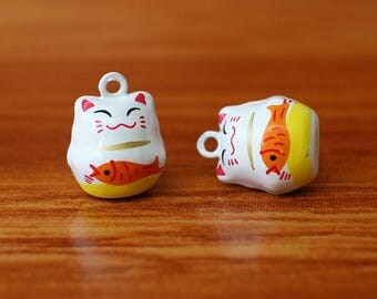 Lucky Cat Jingle Bells, Lucky Cat Cute Charm, Cute Cat collar charm, Cat Collar Bells, Decorative jingle bells, Cartoon charms