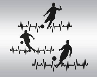 Heartbeat soccer boy SVG Clipart Cut Files Silhouette Cameo Svg for Cricut and Vinyl File cutting Digital cuts file DXF Png Pdf Eps
