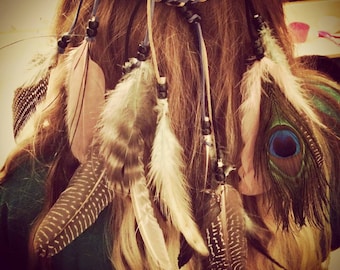 Boho feather headband, Feather, headband, native, american, style, indian headband, hippie headband, Hair Jewelry,