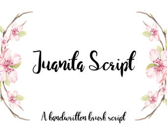 Juanita Brush Script Font, commercial use font, script font, brush script font, decorative font, swash font, loop font, cursive font