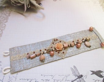 Silver linen precious Cuff Bracelet