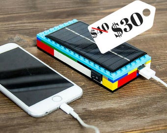 Lego Solar Charger DIY Kit- *SALE* iPhone Charger, Portable Phone Charger, Power Bank, Lego Gift, Gift for Men or Women, Gift For Kids