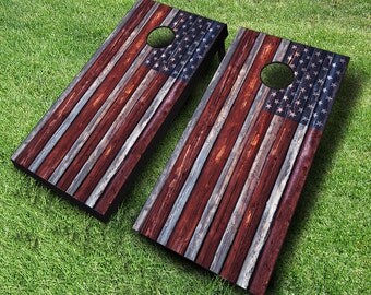 Country American Rustic Cornhole Boards