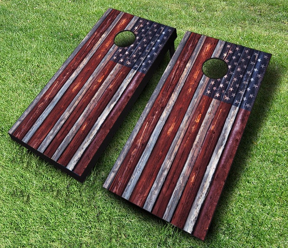 Country American Rustic Cornhole Boards