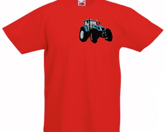 Claire & Charlie Boys Navy Blue Stripe Shirt - Applique Green Tractor main image 1