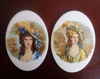 Vintage Porcelain Tile China Tile Hand Painted Tile Oval Plaque Fine China Tile Victorian Style Tile Wall Decor H&R Johnson Made in England