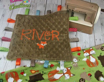 Personalised Baby Plush Comforter / taggie blanket -Forest Tails Kiwi - Shannon