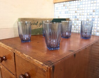 SHINTOYO glass tumbler set of 5 new old stock Japanese vintage 1950's