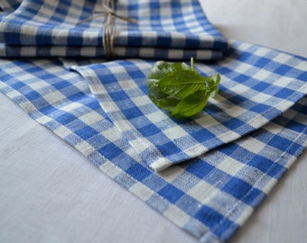Checked Softened Linen Tea Towel, Kitchen Towel, Linen Towel, Hand Towel