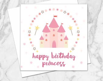 Birthday Cards. Princess Birthday Card. Girl Birthday Card. First Birthday Card. Gift Card. Fairytale Princess Birthday Card. Greeting Card.