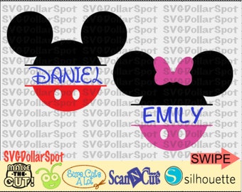 Mickey & Minnie Split Monogram SVG - Disney Trip SVG -Minnie and Mickey - SVG File - Silhouette Studio File