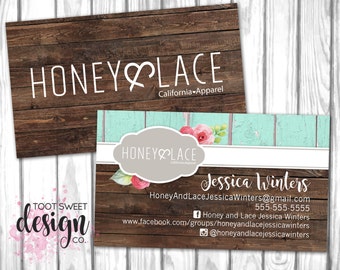 Honey and Lace Business Card, Custom Honey & Lace Business Card, Personalized Consultant Marketing Kit, Rustic Wood Shabby Chic PRINTABLE