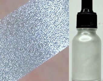 Jill - Bright White with Silver reflects liquid highlight in 1/2 glass dropper bottle Mineral Makeup Vegan Mica Natural illuminator