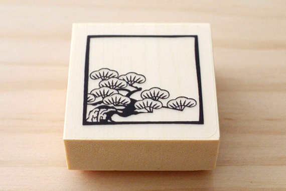 CLEARANCE SALE Rubber stamp Japanese pine design stamp