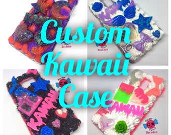 custom kawaii decoden case, kawaii phone case, decoden case, whip phone case, decoden phone case, decocase