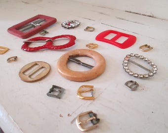 Vintage Shabby Buckles, Assemblage Art Supplies, Assemblage Jewelry