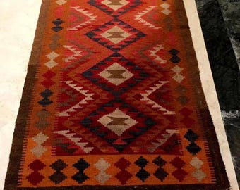 Article # 5058 Marvellous Maimana Hand Woven Kilim Ruuner Rug Double Face Design 282 x 84 cm