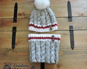 Winter hat whit real fur artic fox, socls style