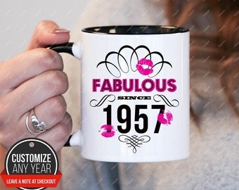fabulous since 1957, 60th birthday mug, 60th birthday gifts for women, 1957 birthday gift, 60th birthday mug for mens, 60th