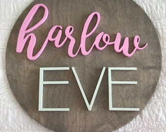 24" Round Custom Name Wood Sign • Wood Cutout • Nursery Decor • Name Cutout • Wood Cutout • Custom • Nursery Name Sign • Wood Decor