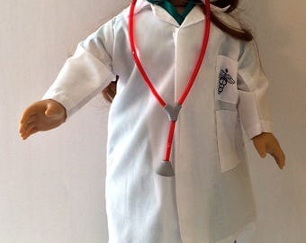 18 Inch Doll Clothes Doctors Lab Coat and Scrubs 8 Piece Outfit Also Fits Like American Girl Doll Clothes