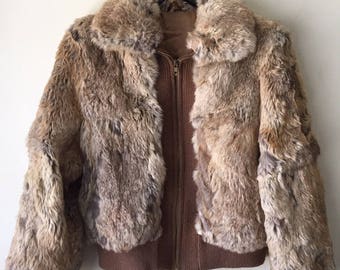 Knit Fur Cropped Bomber Coat