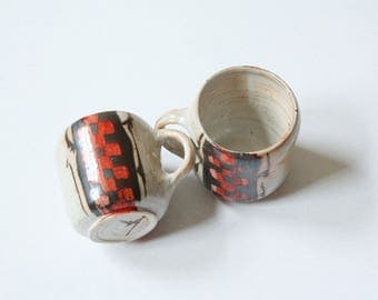 VINTAGE CERAMIC MUGS – Retro style ceramic mugs – Pottery mugs – Coffee mugs