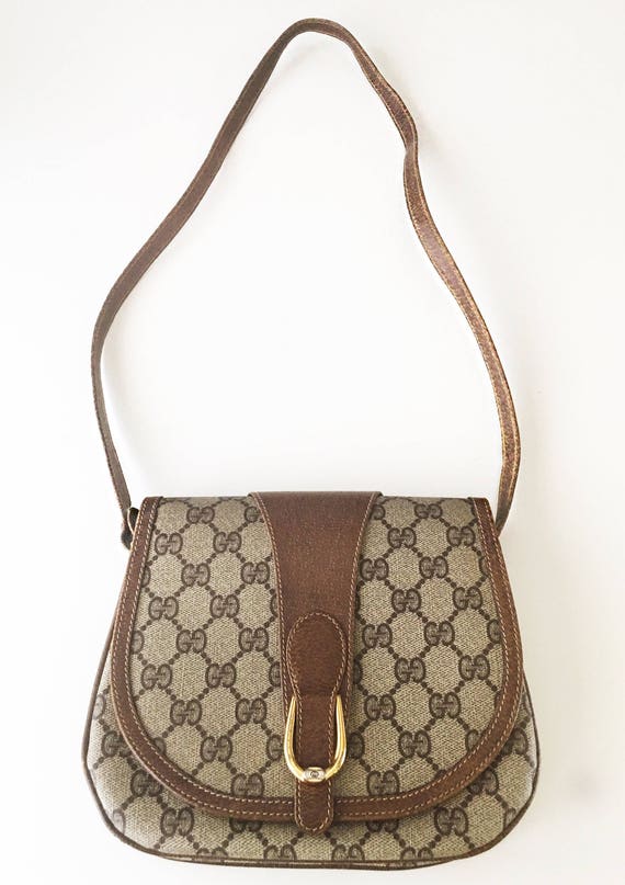 #VINTAGE Authentic 80's vintage GUCCI GG crossbody purse hand bag brown ...