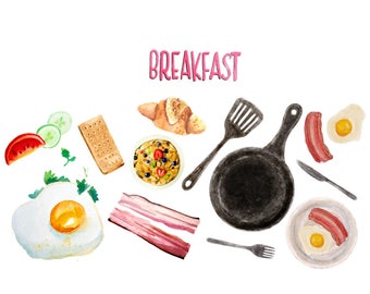 Kawaii Breakfast Food Clipart Vector PNG & JPG Files 300