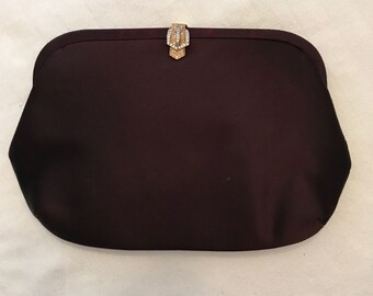 Beautiful Morris Moskowitz brown satin evening bag