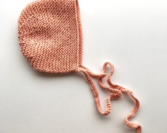 Classic baby bonnet - Spring bonnet - handmade knitted hat - vintage style bonnet - newborn photo prop - baby shower gift