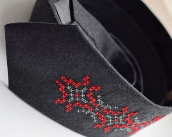Neckties for Men. Wedding Ties. Cotton Necktie. Gray tie. Embroidered tie. Gift for Him. Skinny Ties. Embroidery. Mens Ties. Women's Ties