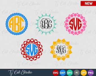 Circle Monogram Frames SVG Circle Monogram svg, svg files for Cricut, cut files for Silhouette and other Vinyl Cutters Monogram Frame svg