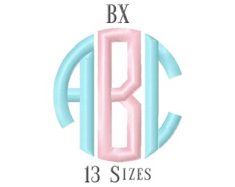 13 SIZE BX Fonts Circle Monogram Embroidery Fonts Embroidery Designs Embroidery Alphabets Letters Monogram Fonts - Instant Download