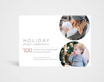Holiday Mini Sessions Template - Instant Download Photoshop Template, Photographer's Marketing Board