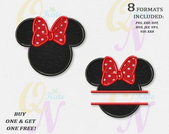 BOGO FREE! SET, Head of Minnie Mouse Applique Embroidery Designs, Minnie Split Machine Embroidery Designs, embroidery designs baby, #025