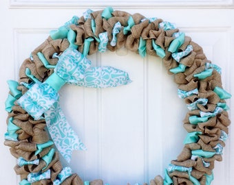 Customizable Burlap Bubble Wreath/Ribbon/20"