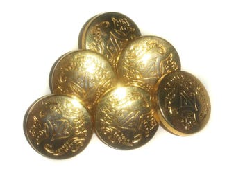 Gold Plated Metal Shield Buttons - Lot of 6 - Overstock
