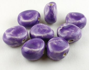 Grape Purple Nugget Ceramic Beads, purple nugget beads, purple ceramic beads, purple procelain beads, nugget porcelain beads, organic beads