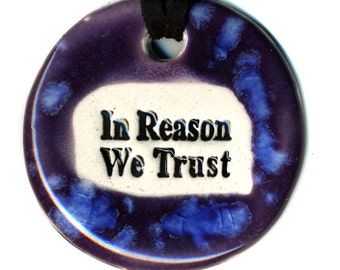 In Reason We Trust Ceramic Necklace in Purple and Blue