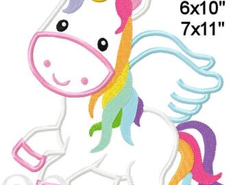 Unicorn with Wings Machine Applique Embroidery Pattern 4x4 5x7 6x10 7x11 INSTANT DOWNLOAD