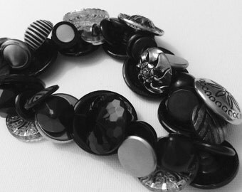 VINTAGE buttons black BUTTON statement necklace