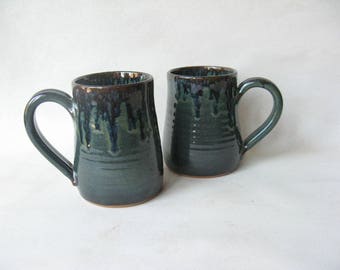 Large Pottery Mugs Set of 2, Coffee Mugs made in Stoneware, Ceramic Coffee Mugs Set of 2, Large Stoneware Mugs