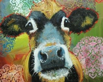 Cow painting 1200 24x30 inch animal original oil painting by Roz