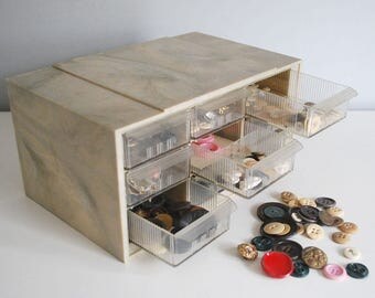 Plastic Storage Cabinet, Crafting Organizer Drawers, Industrial Parts Bin, Akron Mills Box, Hardware Utility Chest, Vintage Buttons
