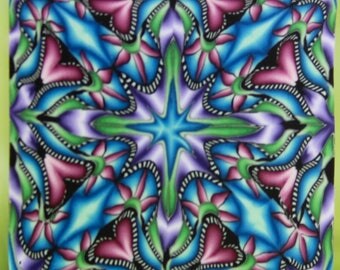 Polymer Clay Square Kaleidoscope Cane-'Wander' series (43C)