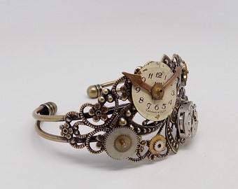 Steampunk bracelet. Steampunk cuff bracelet. Steampunk jewelry.