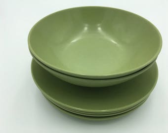 Avocado Green Melmac, Melmac Saucers, Melmac Bowls, Melmac Appetizer Plates and Bowls